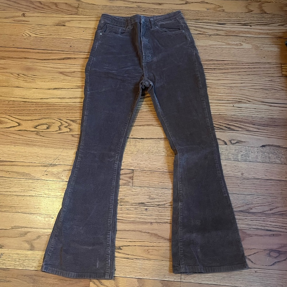 brown corduroy wide leg pants // size M